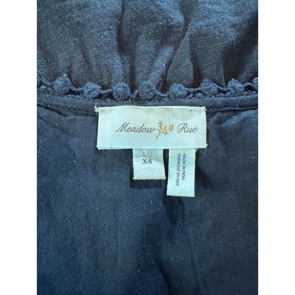Anthropologie Meadow Rue Tops Womens XS Black Lace Embellished Bodice Baby Doll - Picture 7 of 8